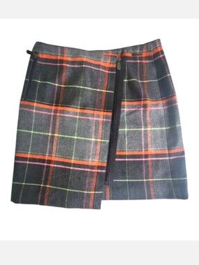 Tuzzi Plaid Tartan Mini Skirt Gray Orange 4 Preppy Meangirl Clueless